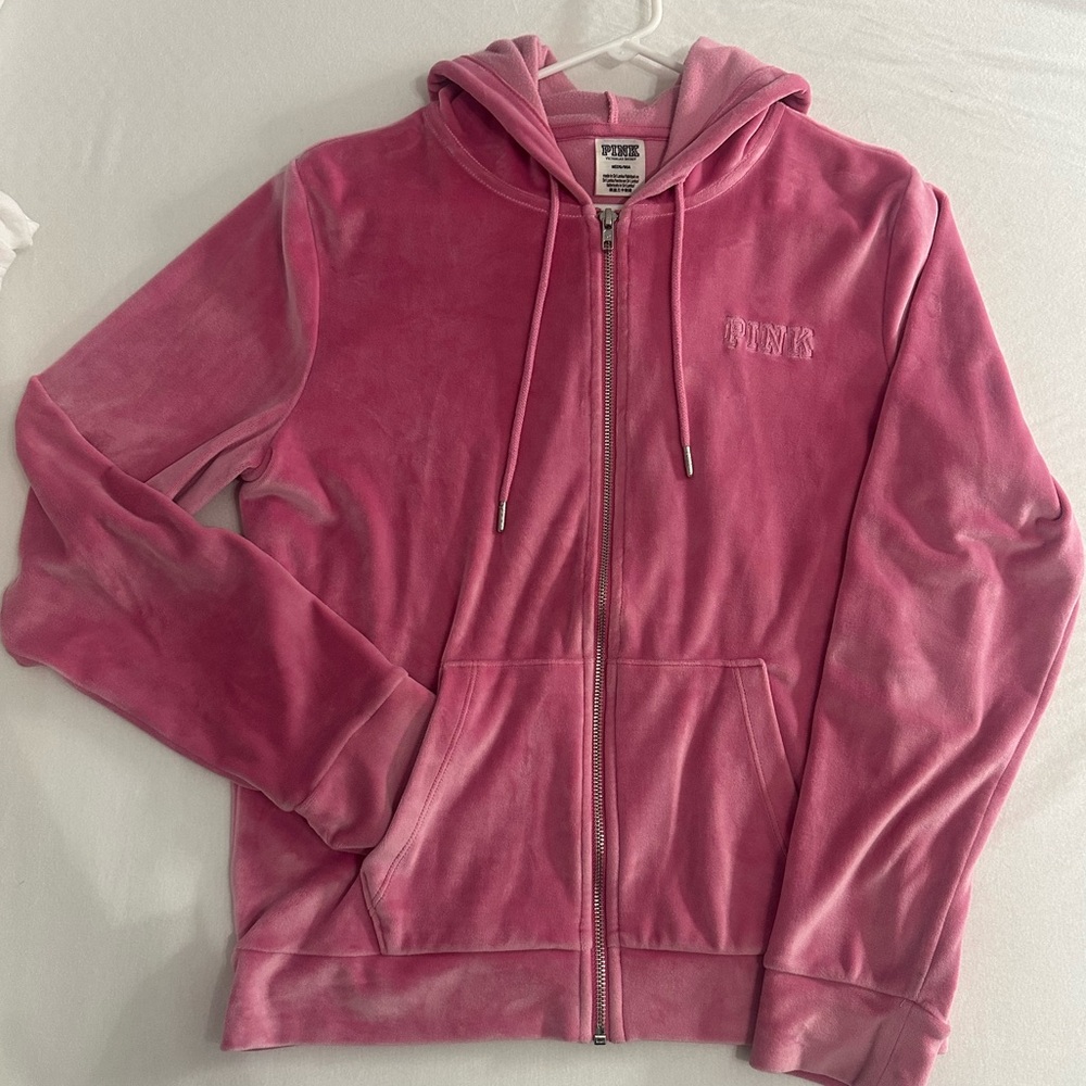 PINK Velvet Zip Up Hoodie